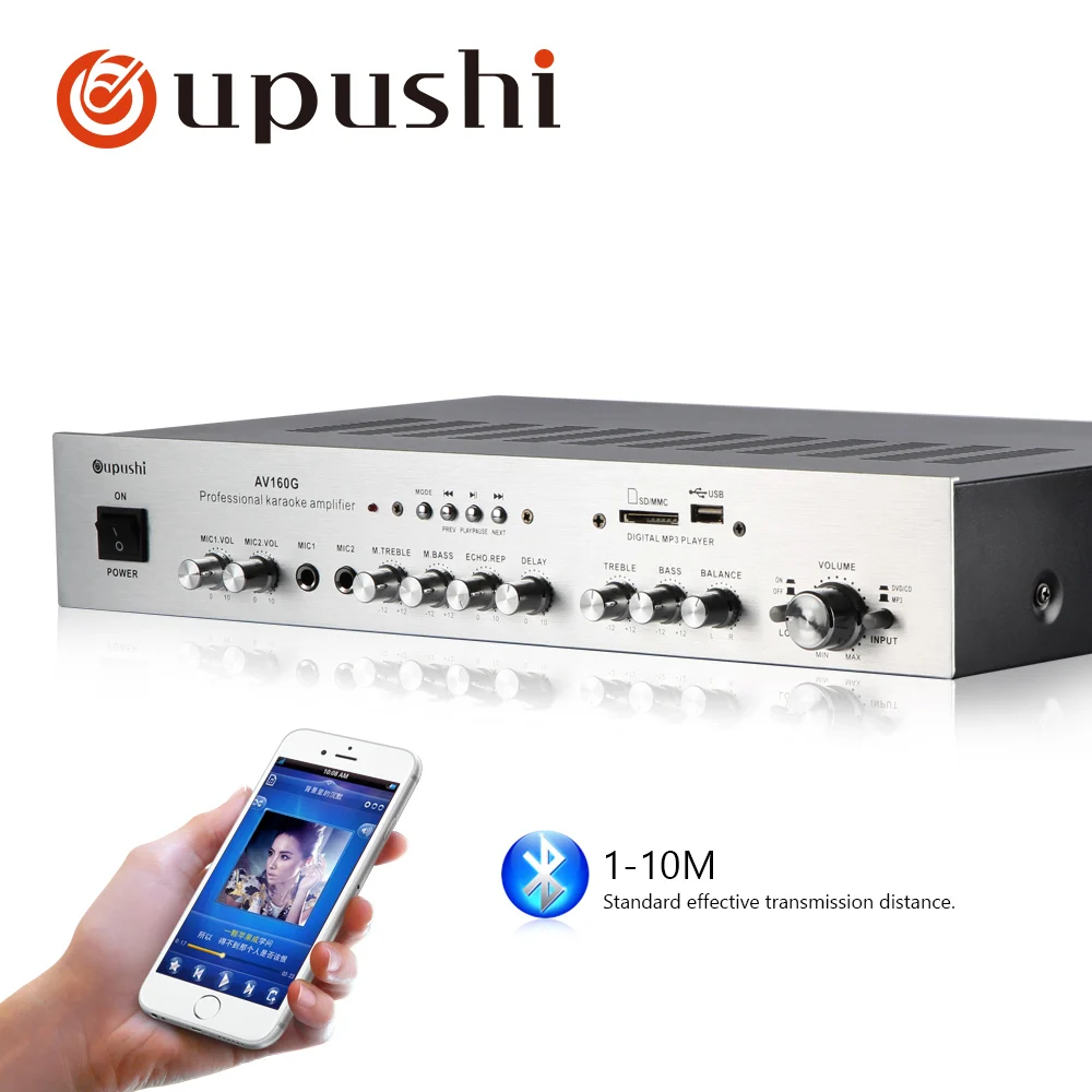 

oupushi AV160G+VX6-C Professional karaoke amplifier 5 channel design and 6.5 inch HIFI level in-ceiling speaker