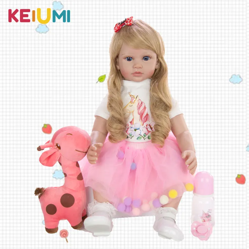 KEIUMI Cute Princess Doll 24 Inch Lifelike Real Girl Reborn Bonecas 60 cm Silicone Soft Body Reborn Dolls Menina Birthday Gifts