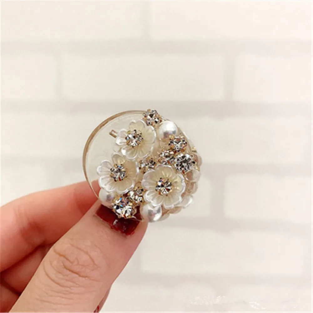 Модная Корейская заколка с жемчугом Стразы Цветочная пластина для волос