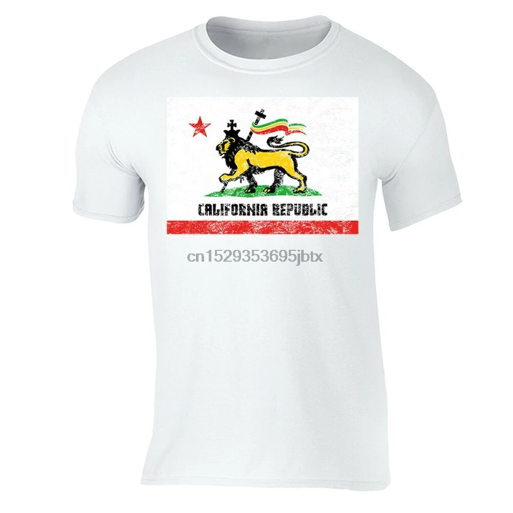 Футболка с флагом Калифорнийской Республики Rasta Lion of Judah Zion Jamaica Cross | Мужская