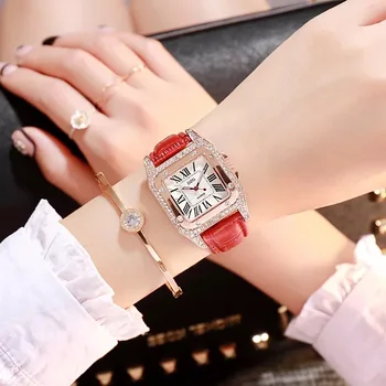 

New trend small square women's watch fashion simple diamond set student lady quartz wrist watch