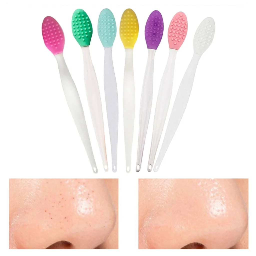 7pc Colourful Handheld Silicone Blackhead Remover Brush Deep Pore Cleansing and Exfoliating Tool for Women Men