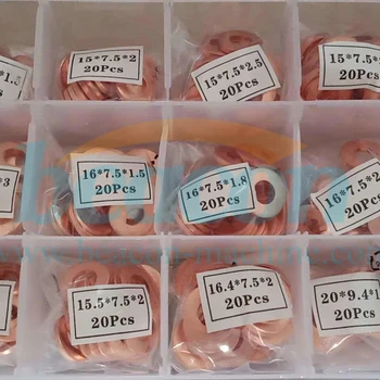 

360Pcs Common Rail Diesel fuel Injector Repair Kits Copper Ring Sealing Washer Gasket Nut and Bolt Set Flat Ring Seal Assortment