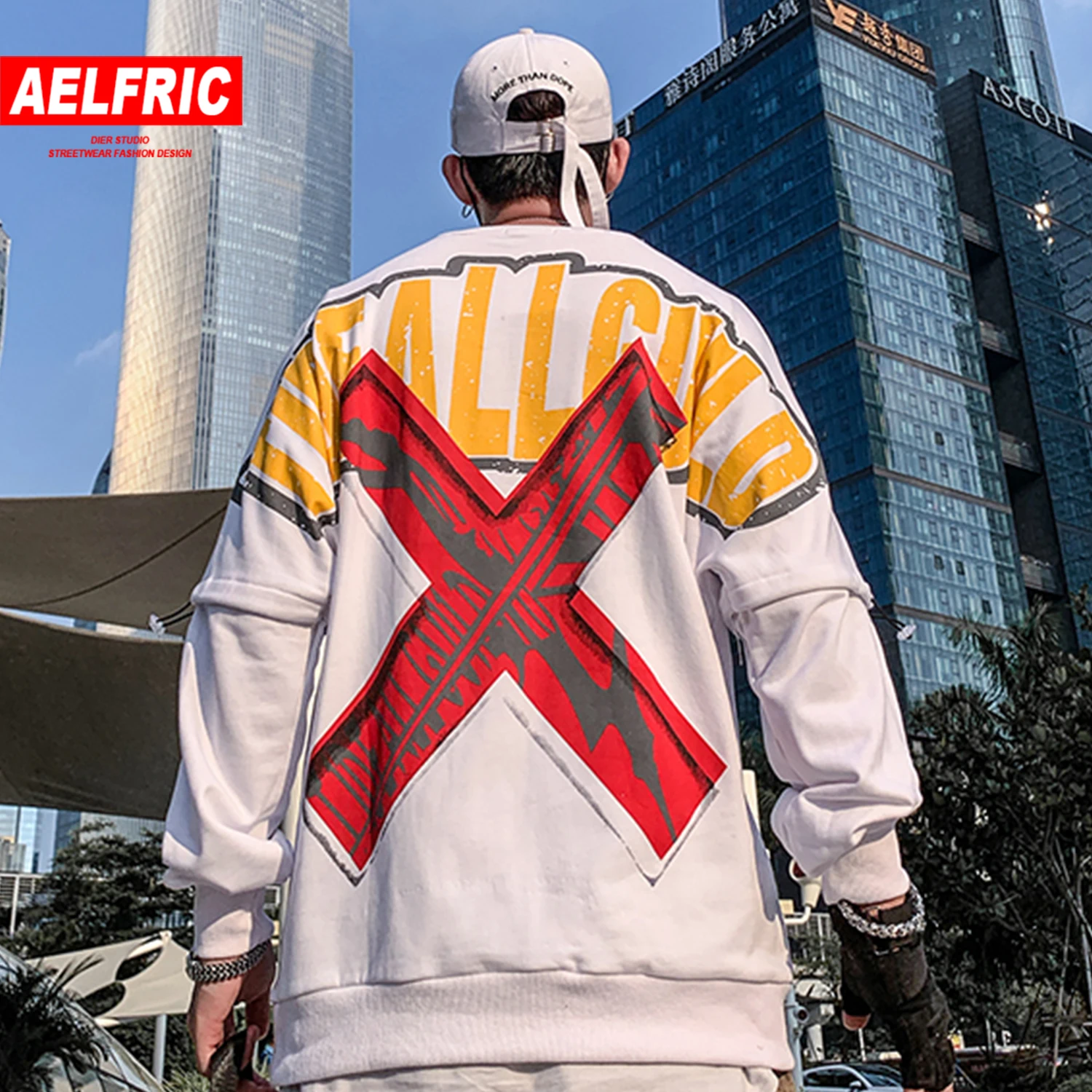 

AELFRIC Funny Letter Printed Sweatshirts Mens 2019 Harajuku Streetwear Casual Cotton Pullover Fashion Male Oversized Long Sleeve