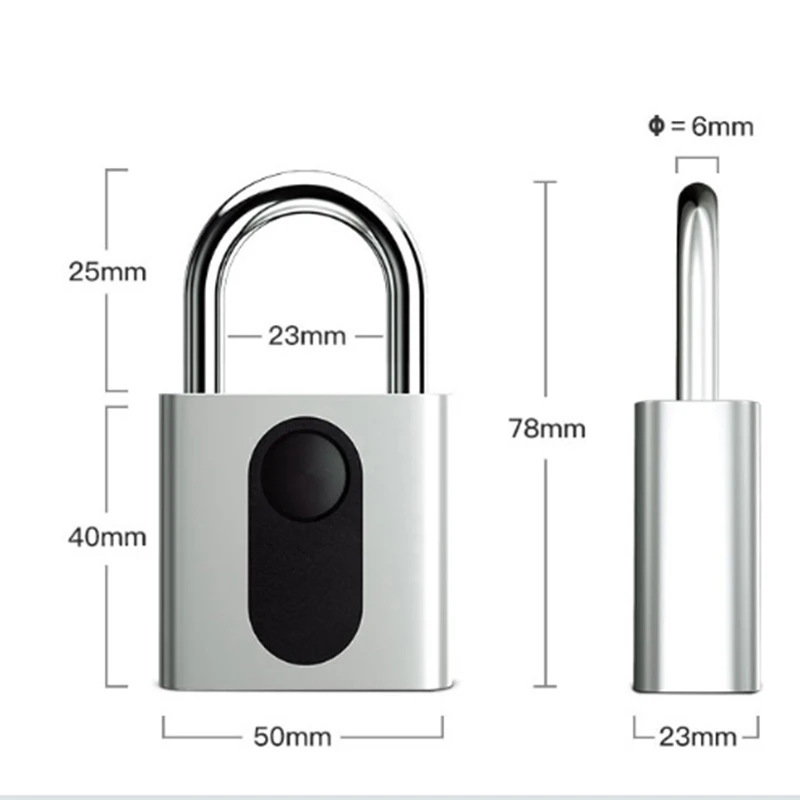 

Smart Keyless Fingerprint Padlock Waterproof USB Rechargeable Fingerprint Unlock Anti-Theft Security Padlock Cabinet Door Luggag
