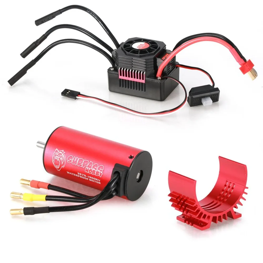 SURPASSHOBBY KK 3670 1900KV бесщеточный двигатель с 80A водонепроницаемый ESC для 2S 1:8 гоночный Дрифт модель автомобиля с радиатором