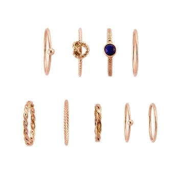 

Multiple Rings Set Stackable Midi Knuckle Gold Plated Minimalist Simple Thin Cute Dainty Rings Pack for Women Ladies Girls Rose