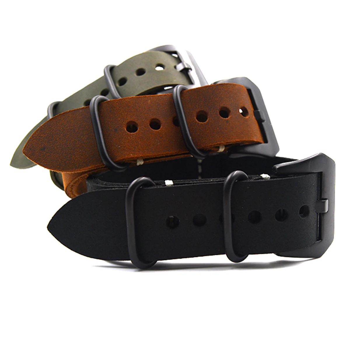 

Genuine Leather Wristband Men's Watch band 20mm 22mm 24mm 26mm Brown Bracelet Strap High end green for noto zulu watch strap