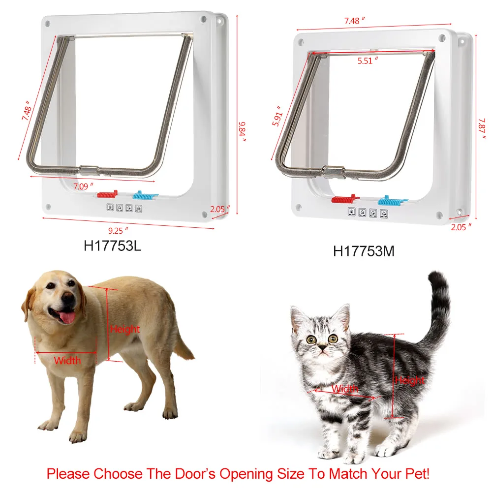 Контролируемый доступ отверстия 4 типа закрытия, в помещении/на открытом воздухе ПЭТ двери комплект собака раздвижные дверь кошки искусственная трава для раздвижных дверей