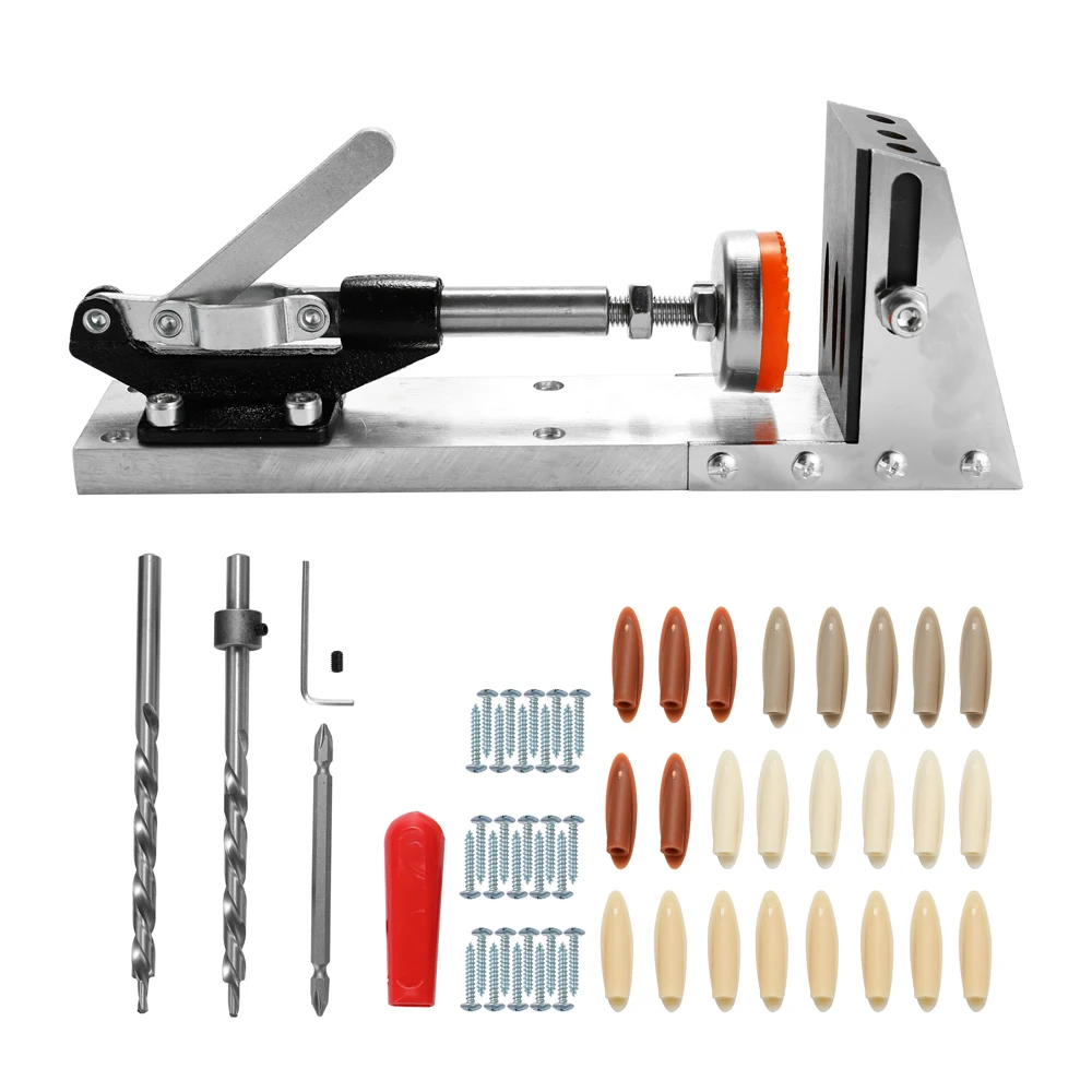 

Woodworking Carpenter Kit System Inclined Hole Drill Tools Clamp Base Drill Bit Kit System Pocket Hole Jig Hand Tools