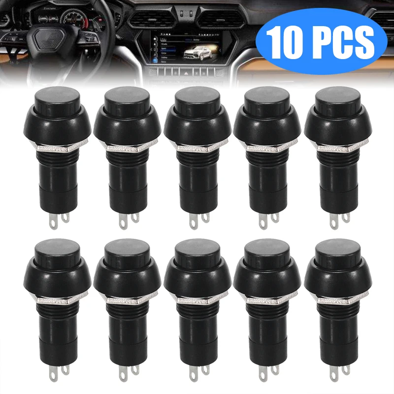 

10pcs Black Car Dashboard Boat SPST Switch Professional On-Off Momentary Push Button Horn Switches Set 1A/250V 20A/12V