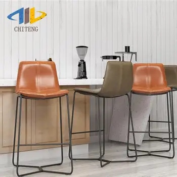 

Nordic Iron Bar Chair Bar Ktv Office Front Desk Special Chair Creative High Foot Bar Chair Simple Leather Bar Chair
