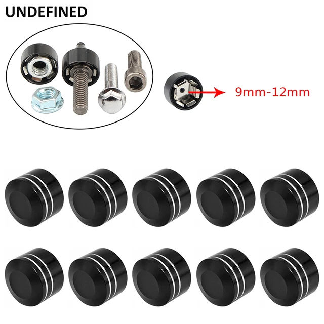 10pcs Head Bolt Cover For Harley Twin Cam Dyna Softail Touring FLH Chrome Schrauben Motor Topper Screw Caps Motorcycle Aluminum 9mm-12mm