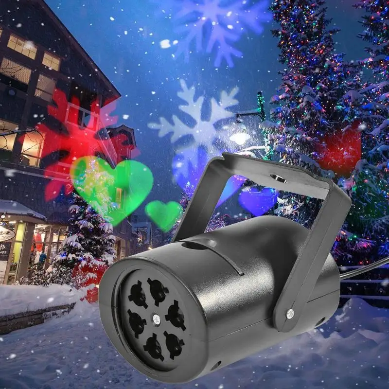 Светодиодный лазерный проектор с рождественским узором, разноцветная вращающаяся диджейская диско-лампа, светодиодный светильник со снежинками, Рождественский Декор для дома