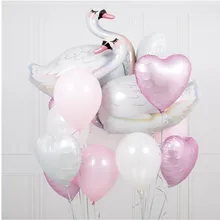 10 шт белый элегантный лебедь шары 18 дюймов розовый сердце форма свадебные украшения для девочек лес с днем рождения воздушный шар из фольги для вечеринок