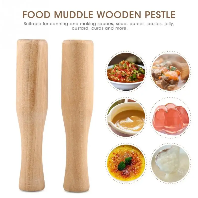 Professional Wooden Pestle Food Muddle Grinding Rod for Custard Purees Drinks and Cocktails Bar Tool Wooden Pestle