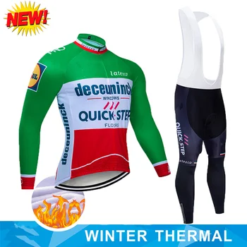 

2020 new QUICK STEP Cycling Jersey 9D Bib Set Belgium Bike Clothing Mens Winter Thermal Fleece Bicycle Clothes Cycling Wear