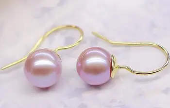 

elegnat 10-11mm south sea round multicolvenderlaor pearl earring 925s