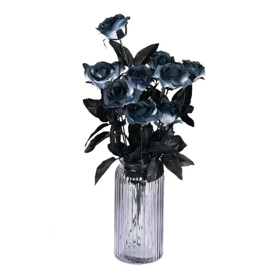 Искусственный Черный букет роз из шелка Хэллоуин одна ветвь дома моделирование Черная роза искусственный цветок для Свадьбы вечерние украшения