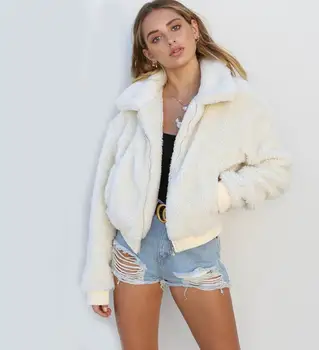 

2019 Winter Women jacket Fleece coat Cotton Fluffy Long Sleeve Jacket Ladies Warm Outerwear Cardigan Coat Winter jacket women