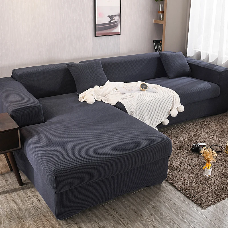 

Velvet Sofa Covers for Living Room Elastic Couch Covers for Sofas Solid Color Slipcover L Shape Sofa Protector 1/2/3/4 Seat