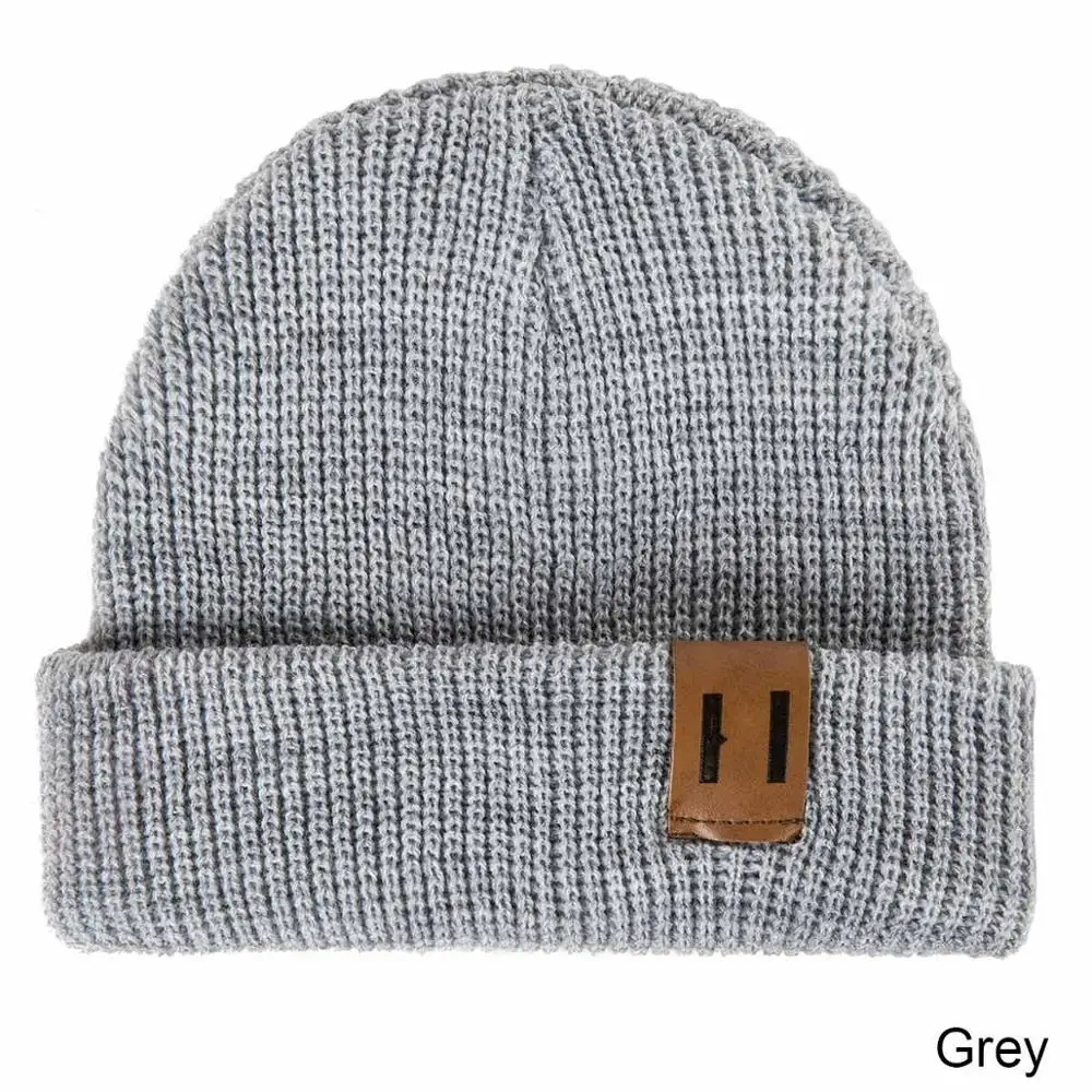 grey Новые полки для девочек и мальчиков, зимняя шапка, Мягкая Теплая Шапка-бини, эластичная вязаная шапка, детская теплая шапка для отдыха, Детские аксессуары, Skullies - Цвет: grey