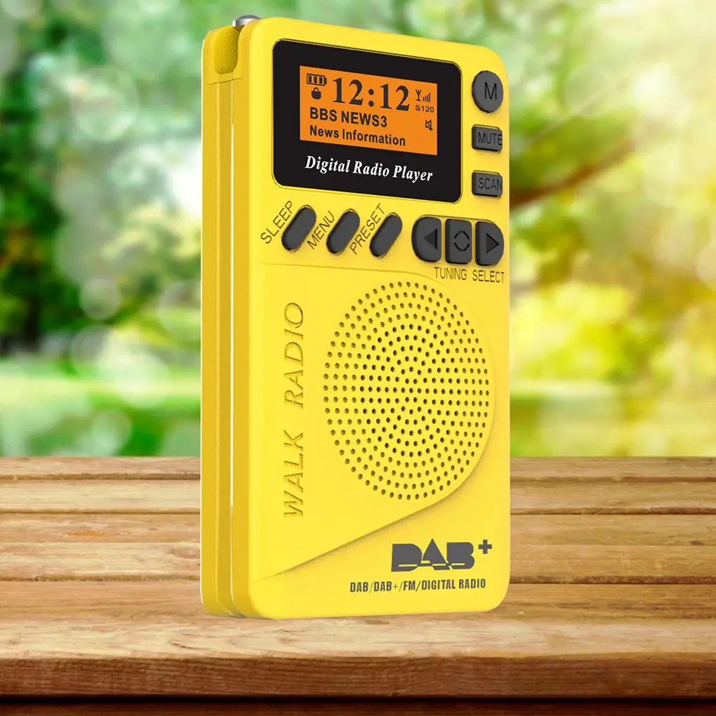Цвет: желтый Карманный dab цифровой радио MP3 плеер Встроенный динамик длинные Срок службы батареи 1,44 дюймов автомобильный радиоприемник - Цвет: Цвет: желтый