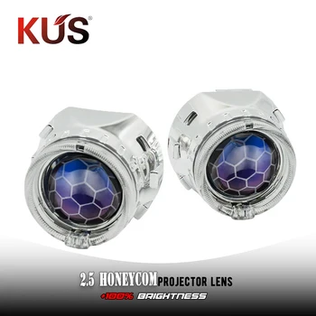 

2.5 Inch Blue Coating Honeycom Bi Xenon Projector Lens DRL Angel Eys Shroud Mask Fit H4 H7 Headlamp Car Motorcycle assembly kit