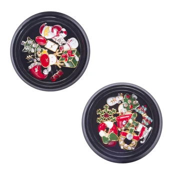

2 Boxes Christmas Nail Art Rhinestones Chic Charming Metal Nail Gems Manicure Charms for Girls Ladies Women