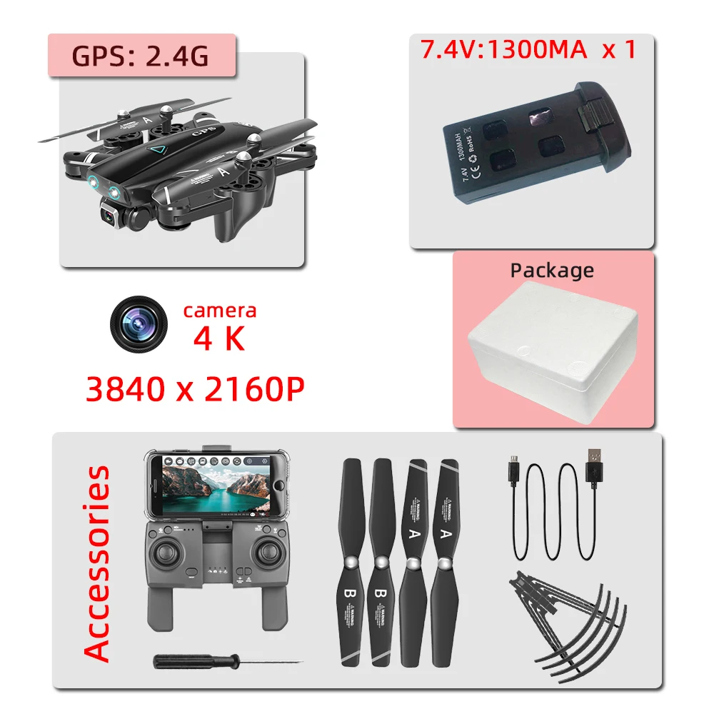 Квадрокоптер 4K Дрон профессиональные игрушки дроны gps/Нет gps селфи rc вертолет с камерой S167 드론 для детей VS SG906 X8 - Цвет: 2.4G GPS 4K F