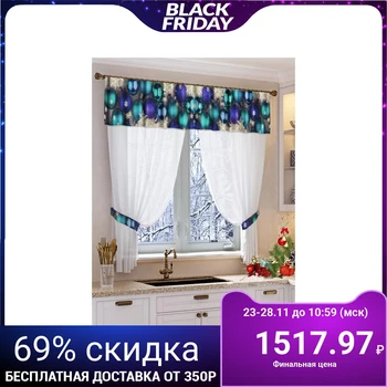 

A set of curtains for the kitchen Blue balls tulle 294x160cm, lambrequin 290x40cm, hooks 70x10cm 5233149