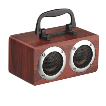 

Portable W5B Bluetooth 4.2 Speaker Wooden Player Stereo Surround Player Double Horn with TF Card AUX o Soundbar