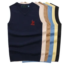 ^#Cheap New Men Sleeveless Sweater BIG horse Vest Autumn Spring 100% Cotton Knitted Vest Sweater Basic Male Classic V neck Tops 02 ^#Cheap New Men Sleeveless Sweater BIG horse Vest Autumn Spring 100% Cotton Knitted Vest Sweater Basic Male Classic V neck Tops 02