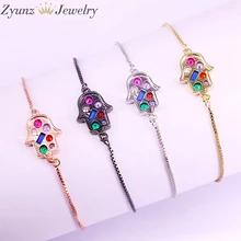 10 шт., Красивый Мульти CZ Циркон Регулируемый Радуга Femme медная цепь CZ микро Pave Hsmsa ручной браслет для женщин девушек