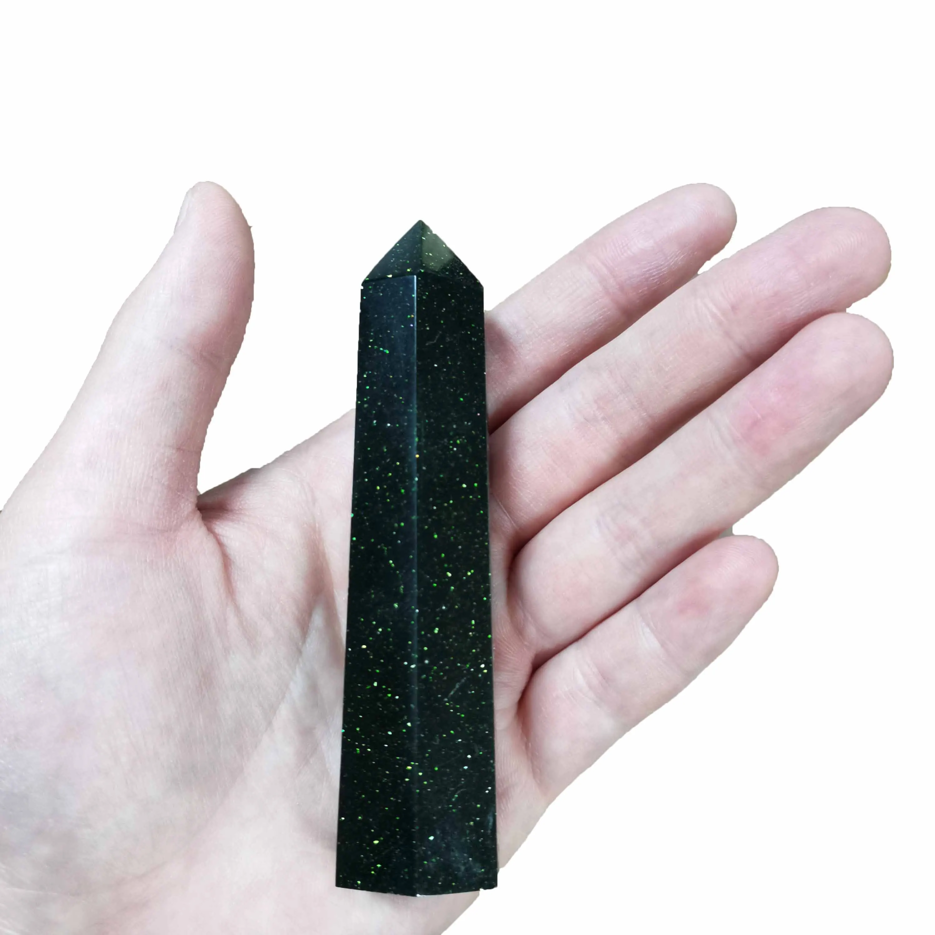 

High Quality Natural Green Sandstone Quartz Point Healing Stone Hexagonal Prisms Obelisk Wand For Home Decoration