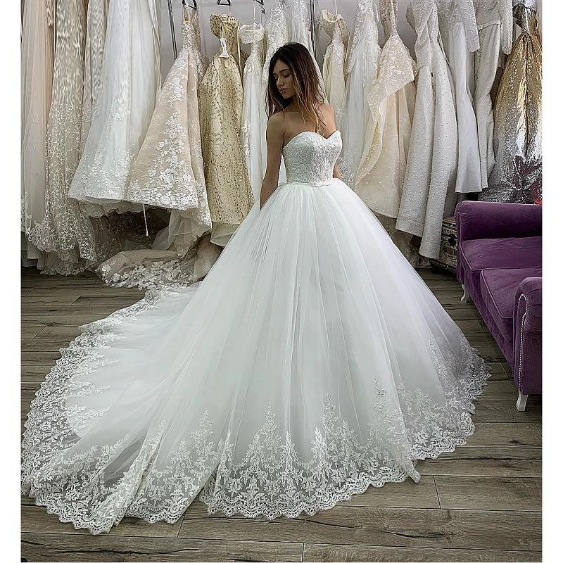 Бальное платье; свадебные платья принцессы с кружевной аппликацией; милое платье с корсетом на спине; роскошное платье невесты; свадебные платья; Vestido De Noiva