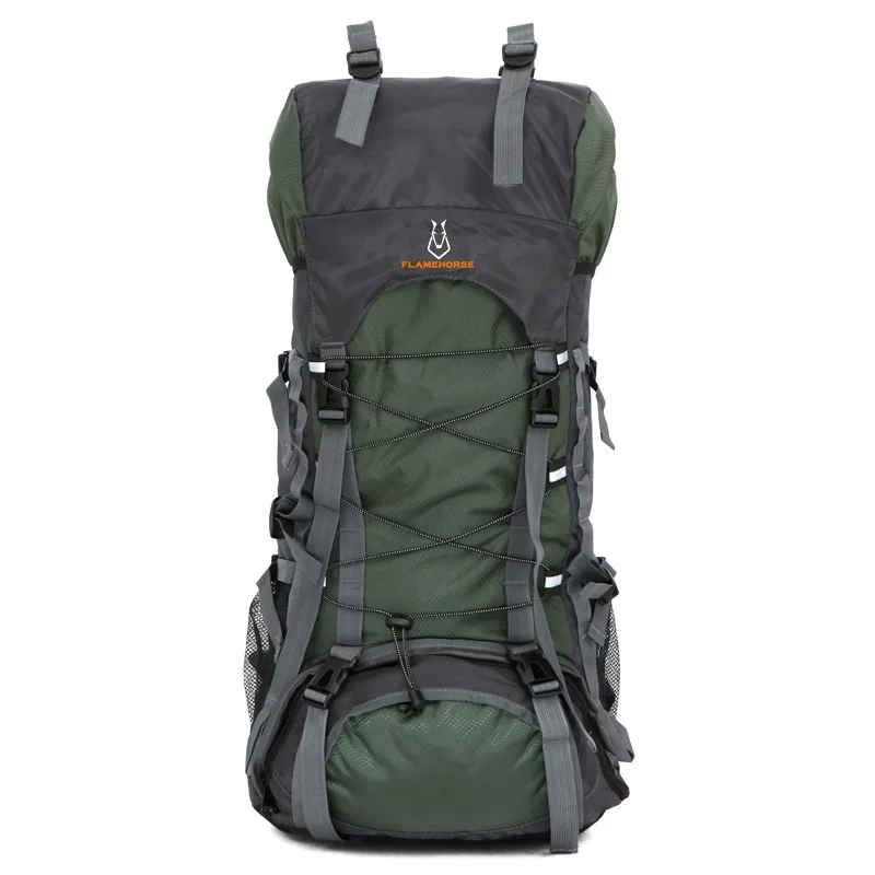 

Manufacturer wholesale customized 60L backpack outdoor backpack men and women climbing bag waterproof nylon Amazon pop