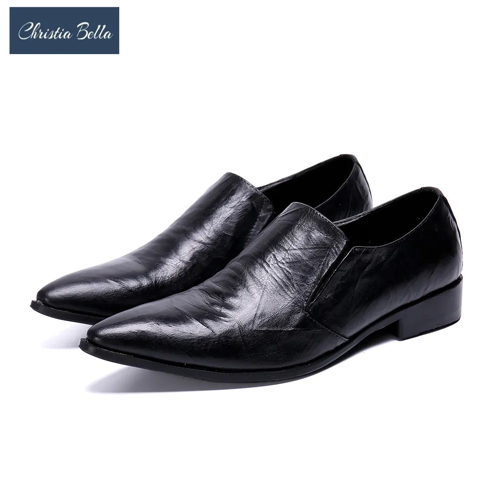 Christia Bella/классические черные мужские туфли из натуральной кожи; свадебные модельные туфли; мужские однотонные кожаные туфли с острым носком