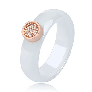 6mm White Rose Gold Здоровые керамические кольца, классические обручальные кольца для женщин и мужчин, удобные кольца, ювелирные изделия, Золотые вечерние кольца с кристаллами - Цвет основного камня: 6mm White Rose Gold