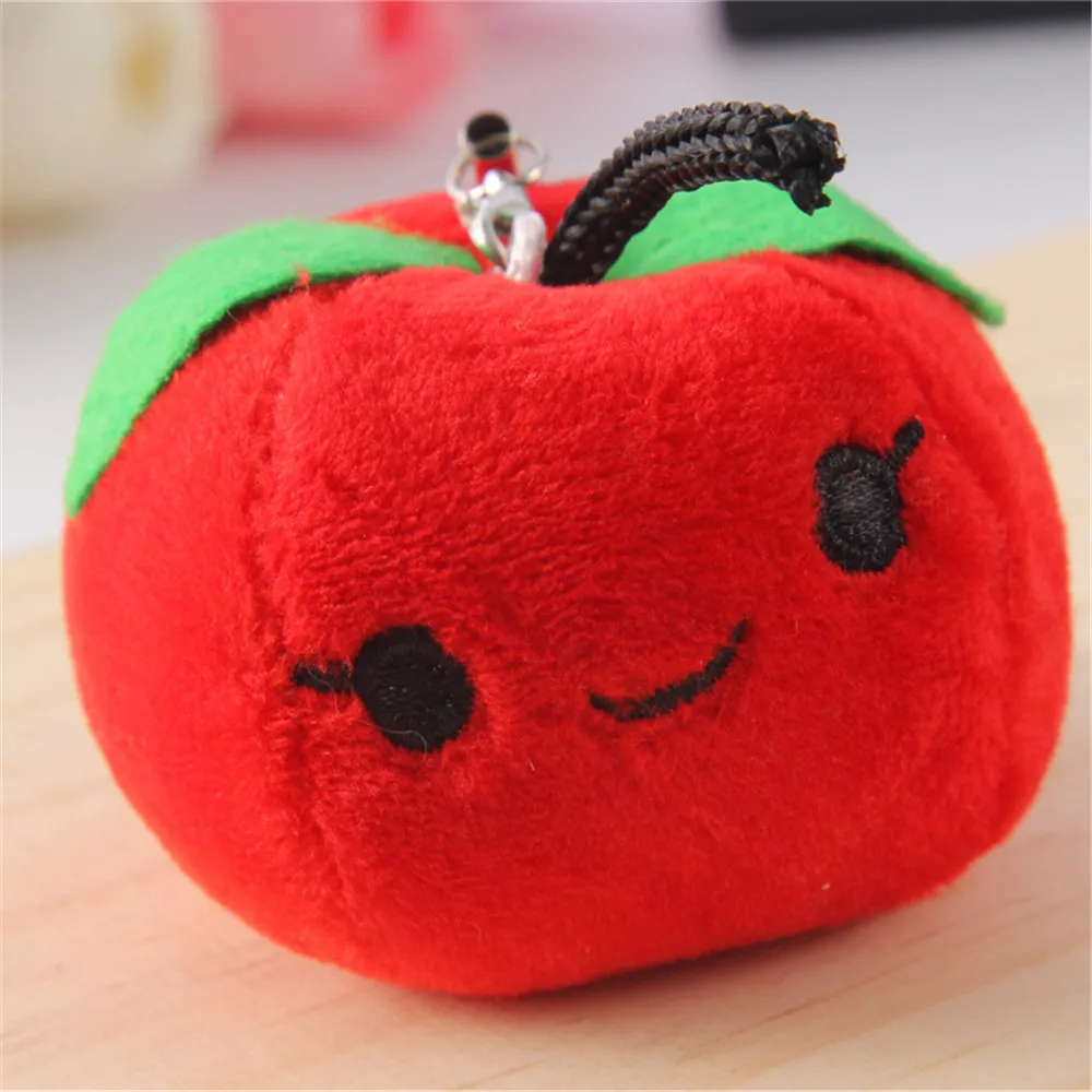 1Pc Lovely Fruit Vegetables Plush Dolls Pendant Cute Fruit Plush Keychains Stuffed Doll Key Chain Toys 3