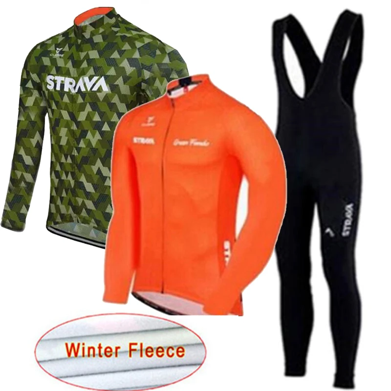 

Cycling Jersey 2020 Strava Long Sleeve Winter Thermal Fleece Wear Bicycle MTB Bike clothing Maillot Ropa Ciclismo Hombre 16D GEL