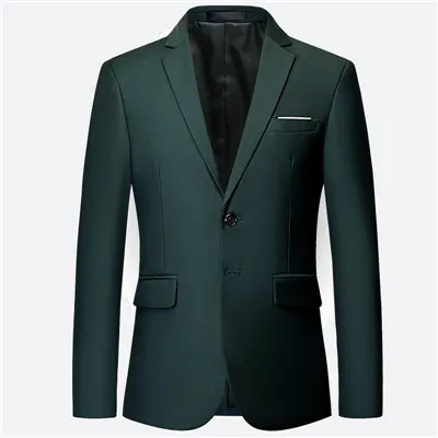 Dark green 1pcs Роскошный мужской свадебный костюм из 3 предметов, модный мужской тонкий однотонный деловой офисный костюм, большие размеры, мужской блейзер+ брюки+ жилет - Цвет: Dark green 1pcs