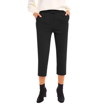 

Kureas Women Trousers Winter Autumn Slim Fit Ankle Length Pants Elegant Office Lady Straight Casual Pants