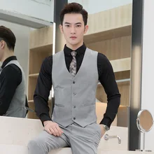 Стиль, корейский стиль, деловая одежда для официальных мероприятий, бизнес год, общее мероприятие, мужской повседневный жилет, приталенный мужской костюм, жилет