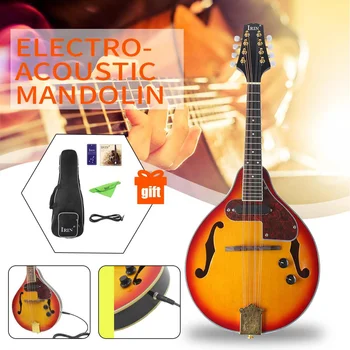 

Rosewood 8-String Electric Mandolin A Style Rosewood Fingerboard Adjustable String Instrument with Cable Strings Picks Bag