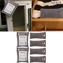 6 пачек, натуральный активированный бамбуковый уголь, очиститель воздуха, мешок, нейтрализатор запаха для удаления формальдегида