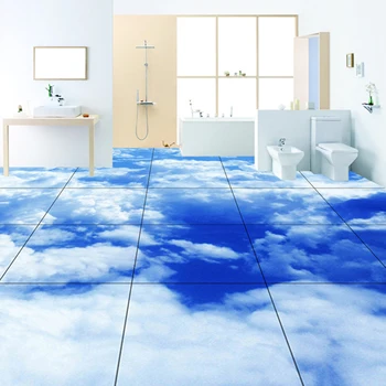 

[Self-Adhesive] 3D Blue Sky And White Clouds 1910 Floor Wallpaper Mural Wall Print Decal Wall Murals