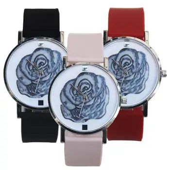 

Fashion Accurate Women Watch Flower Silicone Band Round Dial Analog Quartz Ladies Wrist Watches relojes para mujer