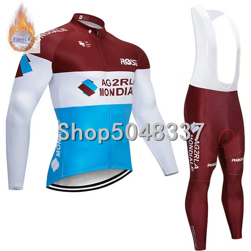 Горячие AG2R зима термальный флис Велоспорт Джерси кофты с длинным рукавом Велоспорт комбинезон велосипедный набор велосипедная одежда - Цвет: 3