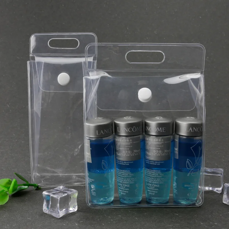

Small Soft EVA Clear Transparent Button Cosmetic Bag Pouch Makeup Bag With Hang Hole